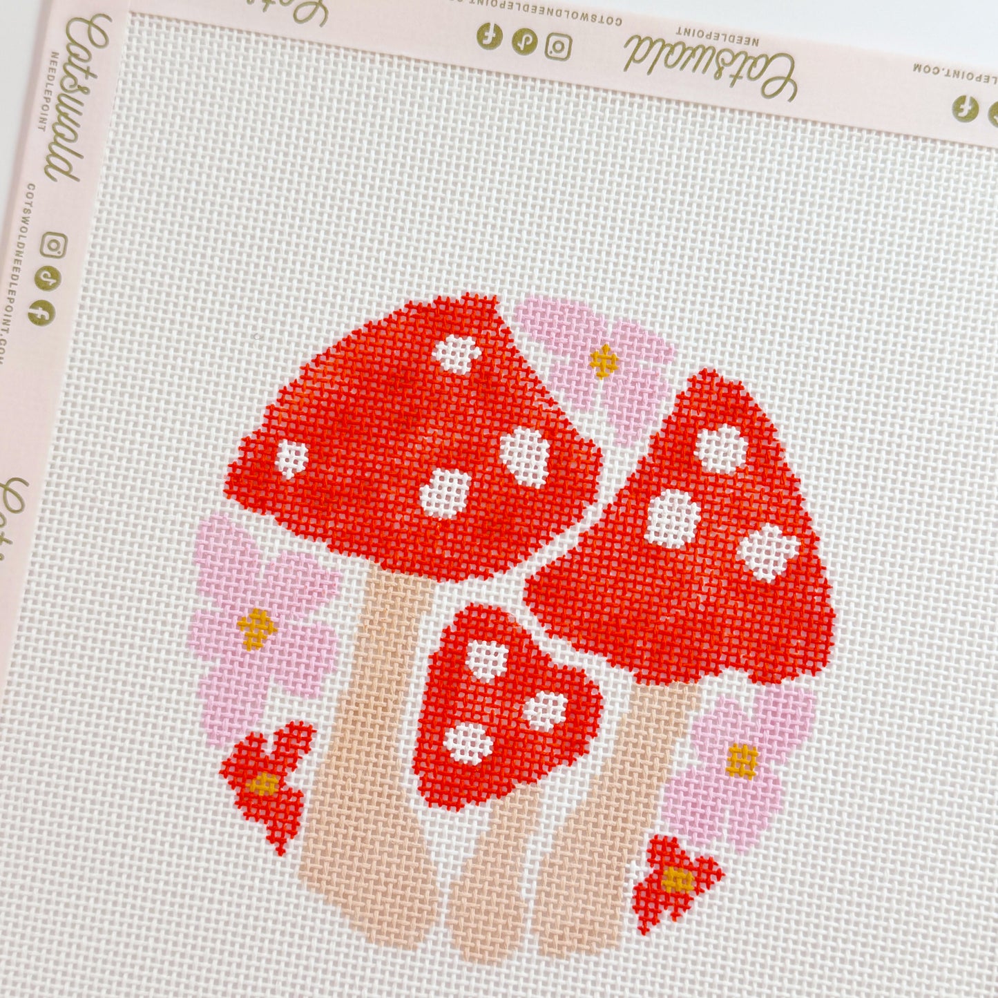 Boho Mushroom Flower Retro Needlepoint Canvas | 18 Mesh | 4x4 Design