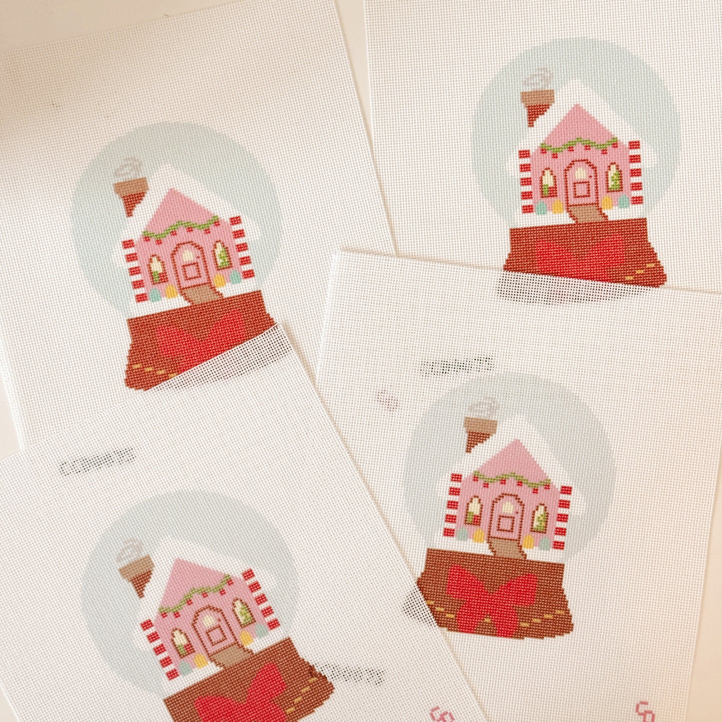 Christmas Snow Globe Needlepoint Ornament, Christmas Needlepoint Canvas, 18 Mesh, 4"x6" Design