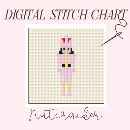 Pink Nutcracker Needlepoint Design Idea Chart Cross Stitch Pattern Digital PDF Download Paint Your Own Canvas Easy Beginner