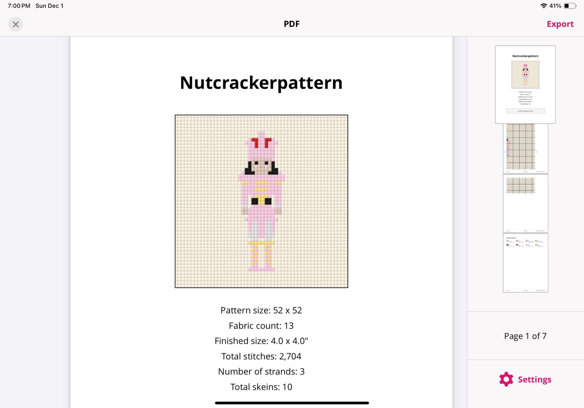 Pink Nutcracker Needlepoint Design Idea Chart Cross Stitch Pattern Digital PDF Download Paint Your Own Canvas Easy Beginner