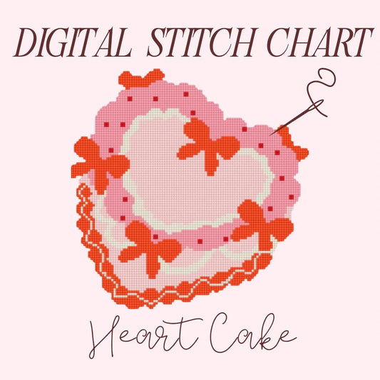 Bow Cake Needlepoint PDF Stitch Chart, Cross Stitch Coquette Chart, Diy Paint Needlepoint Canvas PDF, 18 Mesh Needlepoint pdf