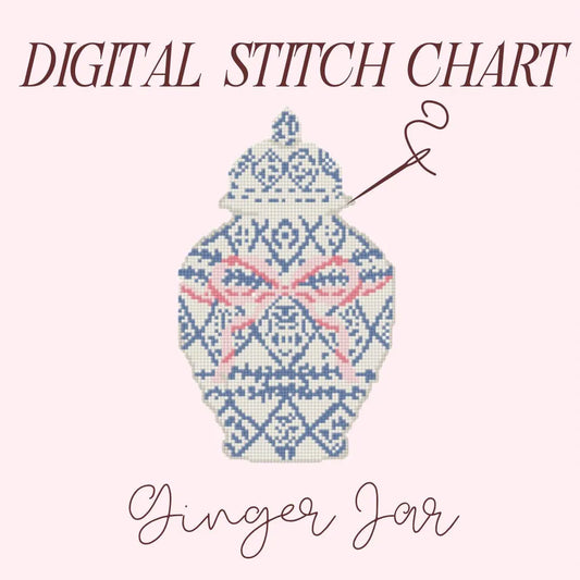 Ginger Jar Etoille Needlepoint PDF Stitch Chart, Cross Stitch Etoille Chart, Diy Paint Needlepoint Canvas PDF, 18 Mesh Needlepoint pdf