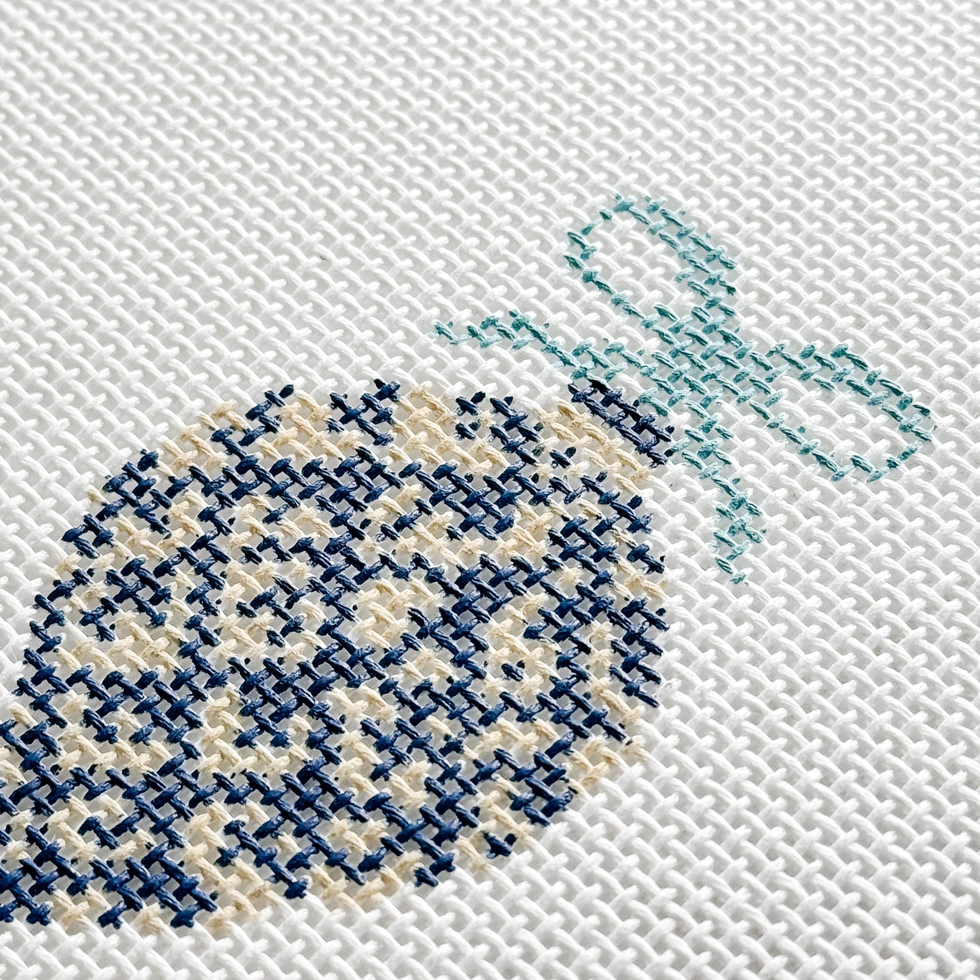 Blue Etoille 4" 13 Mesh Hand Painted Needlepoint Canvas Ornament, Blue White Christmas Ornament Needlepoint Canvas