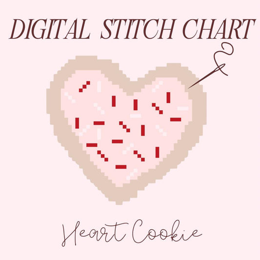 Heart Sugar Cookie Pattern Needlepoint PDF Stitch Chart, Diy Paint Needlepoint Canvas PDF, 13 Mesh Needlepoint 4” pdf