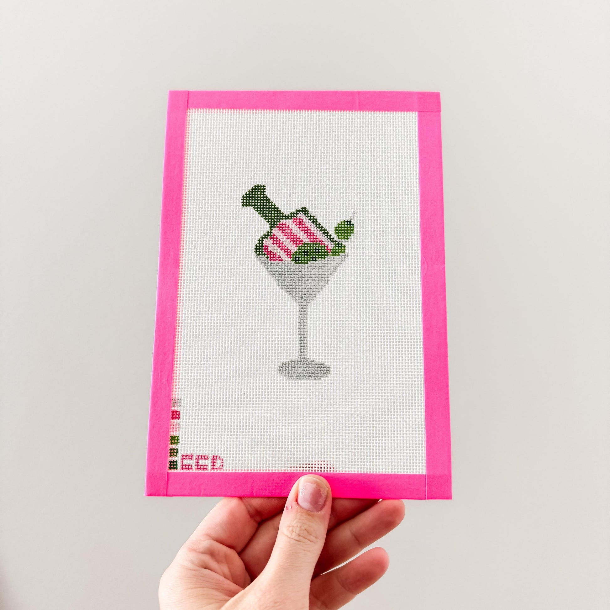 Hand Painted Pickleball Martini 3.5” Needlepoint Canvas 18 Mesh Pickleball Needlepoint Canvas Cocktail Hand Painted