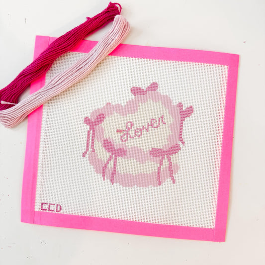 Coquette Bow Heart Cake 4” Needlepoint Canvas 18 Mesh Coquette Needlepoint Canvas Bow Cake, Lover Valentine's Day Needlepoint Canvas
