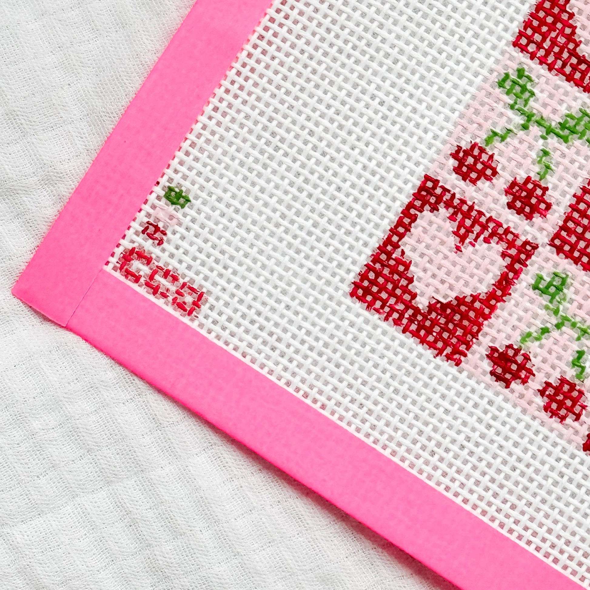 Cherry Checker Board 4” 13 Mesh Hand Painted Needlepoint Canvas, Aesthetic Needlepoint Canvas Modern