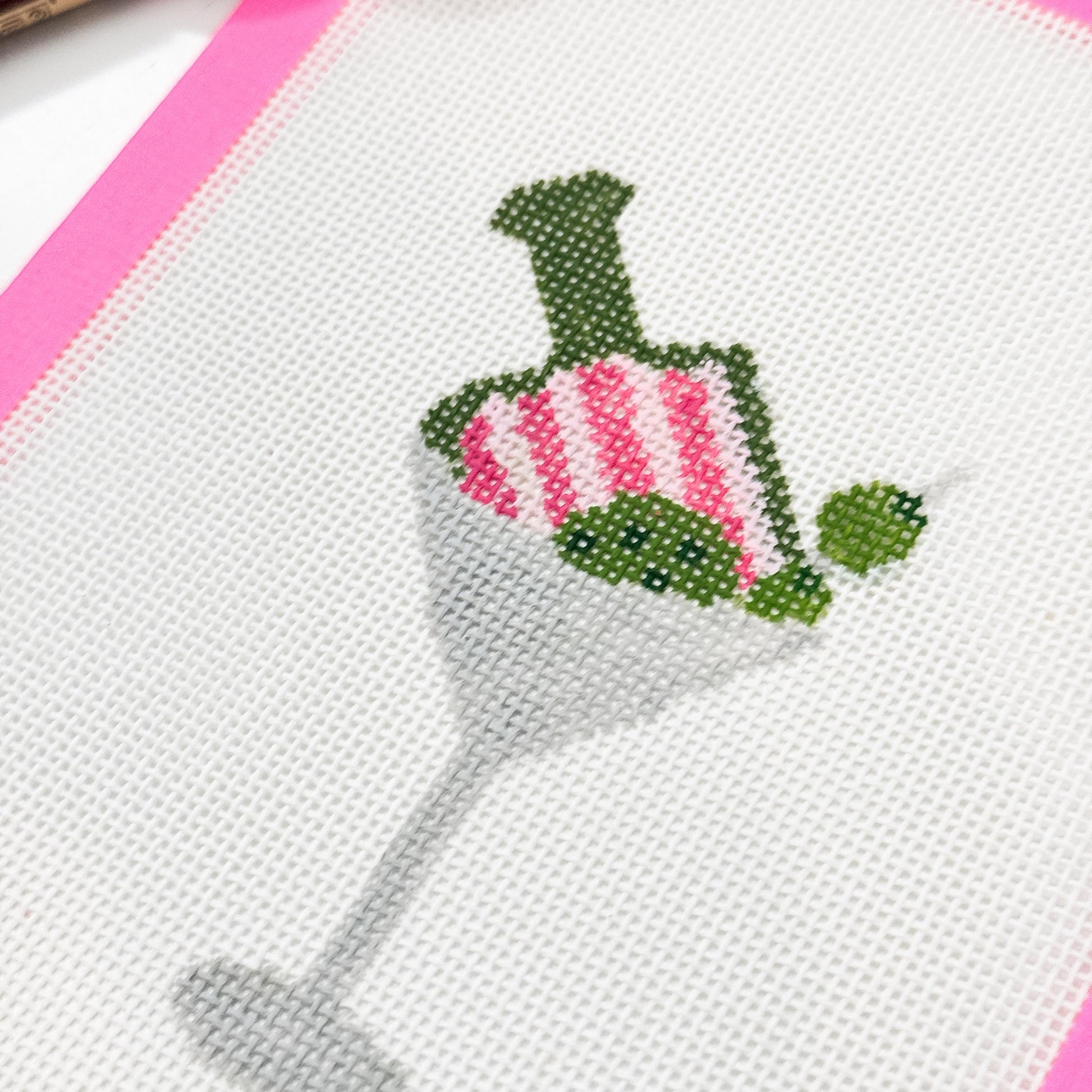 Hand Painted Pickleball Martini 3.5” Needlepoint Canvas 18 Mesh Pickleball Needlepoint Canvas Cocktail Hand Painted