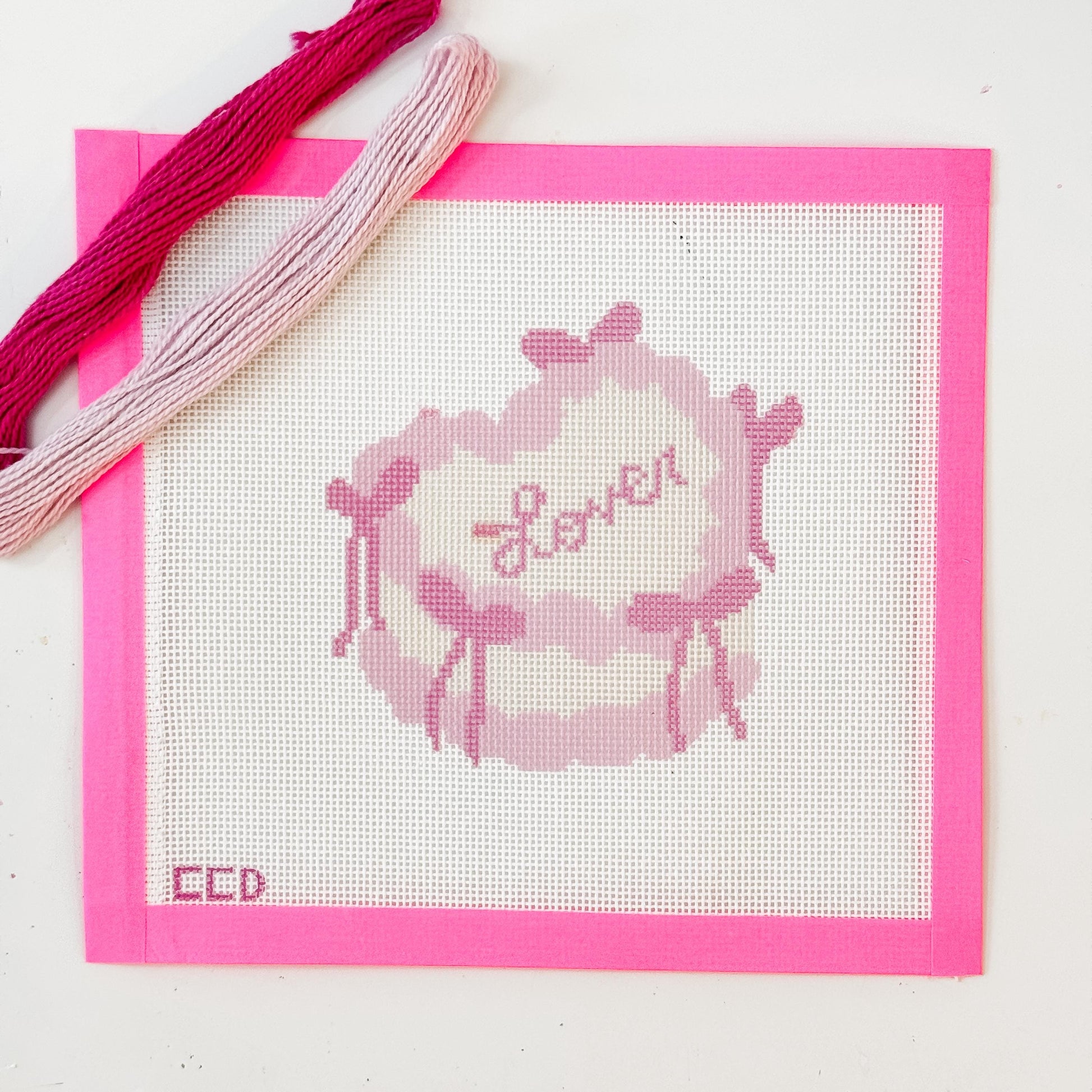 Coquette Bow Heart Cake 4” Needlepoint Canvas 18 Mesh Coquette Needlepoint Canvas Bow Cake, Lover Valentine's Day Needlepoint Canvas