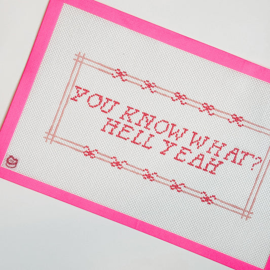 Cheeky Saying Bow Needlepoint Canvas, Hand Painted Needlepoint Pillow Canvas, Bow Needlepoint Canvas 13 mesh 10"x6" Design