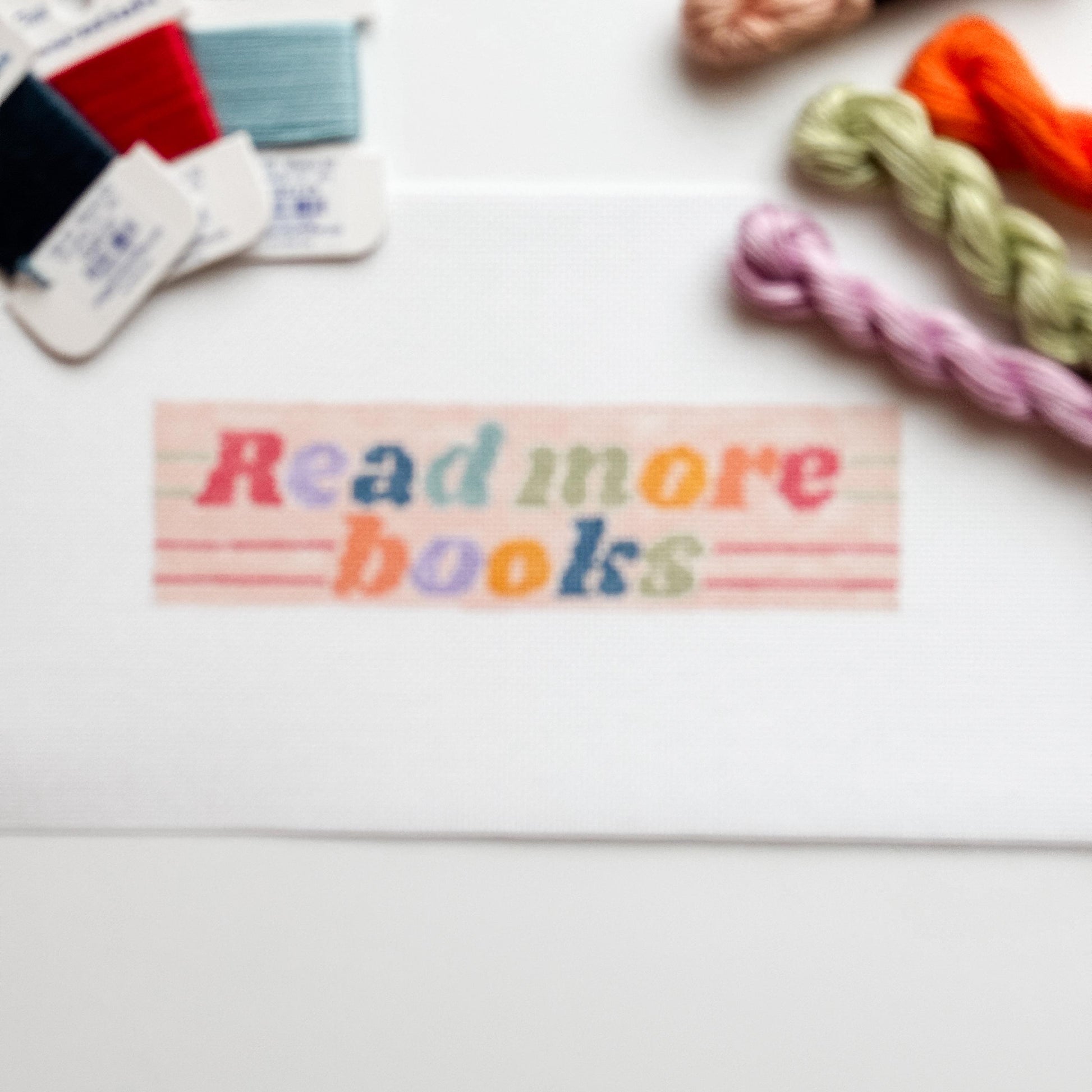 Hand Painted Needlepoint Bookmark Canvas 18 Mesh 2”x7” Design, Retro Needlepoint Canvas, Reading Needlepoint Canvas
