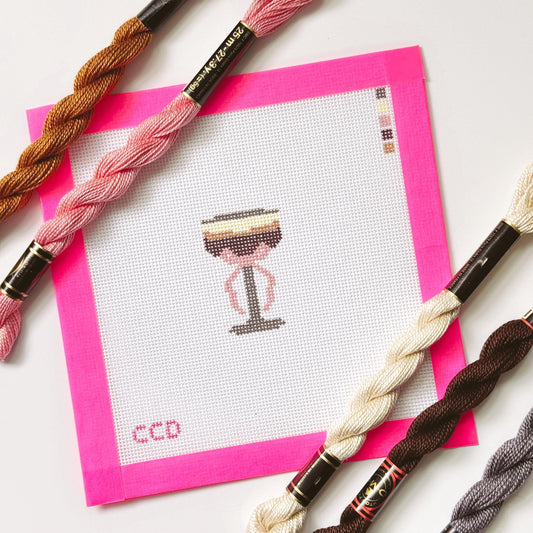 Hand Painted Espresso Martini 2” Needepoint Canvas 18 Mesh Coquette Needlepoint Canvas Cocktail Hand Painted