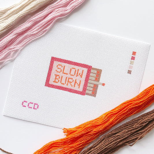 Hand Painted Slow Burn Matches 4” Needlepoint Canvas 13 Mesh Matches Needlepoint Canvas Valentines Day