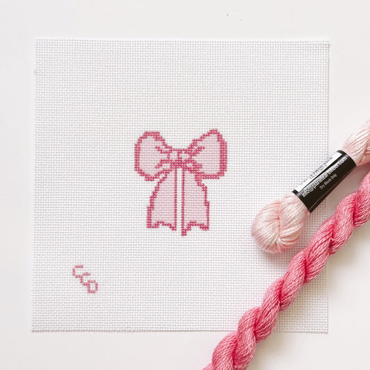 Hand Painted Coquette Bow 2.5” Needlepoint Canvas 18 Mesh Coquette Needlepoint Canvas Bow Hand Painted