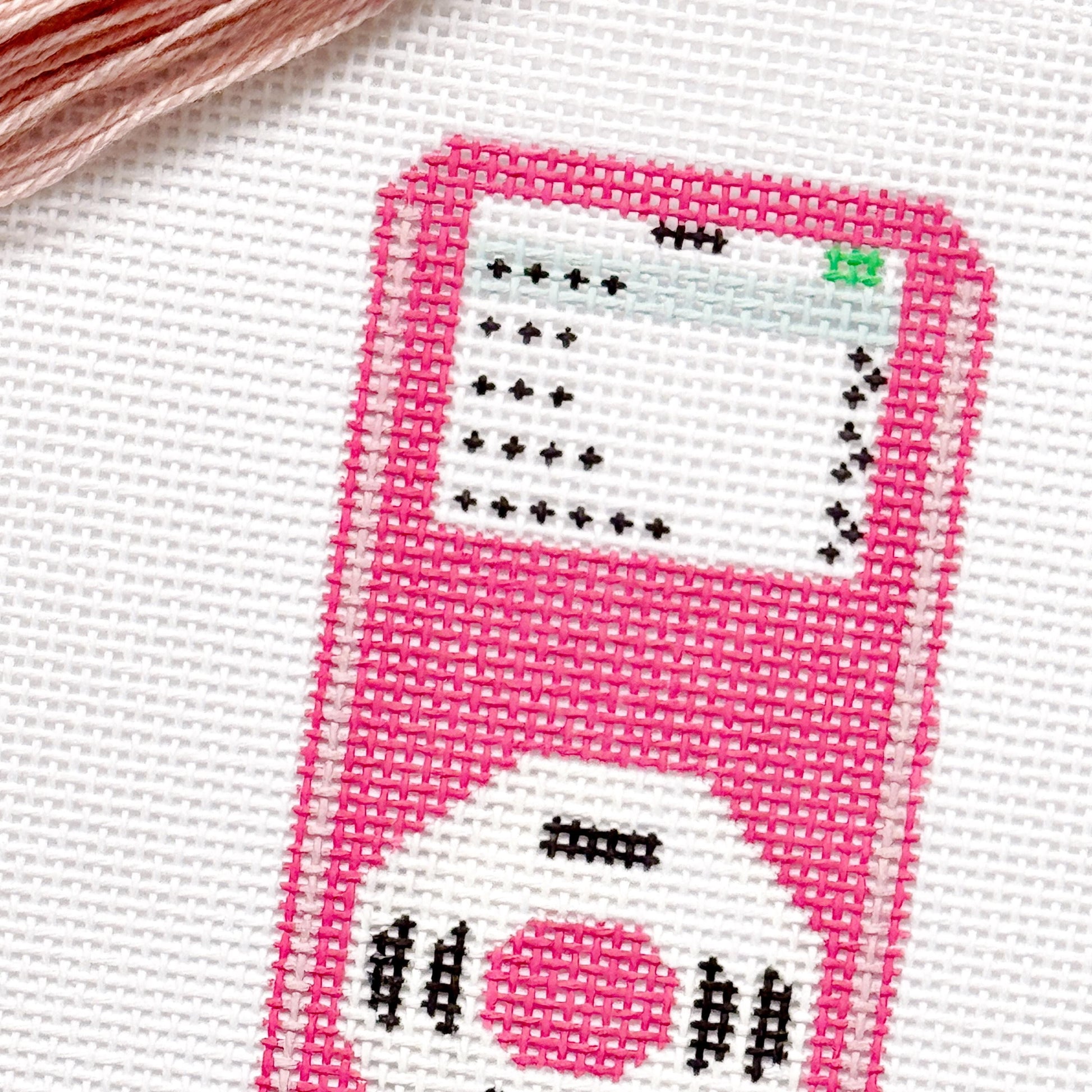 Y2K MP3 Player Pink Nostalgic Needlepoint Canvas 13 Mesh 5"x2.5" Design, Y2K Needlepoint, Aesthetic Needlepoint Canvas Hand Painted