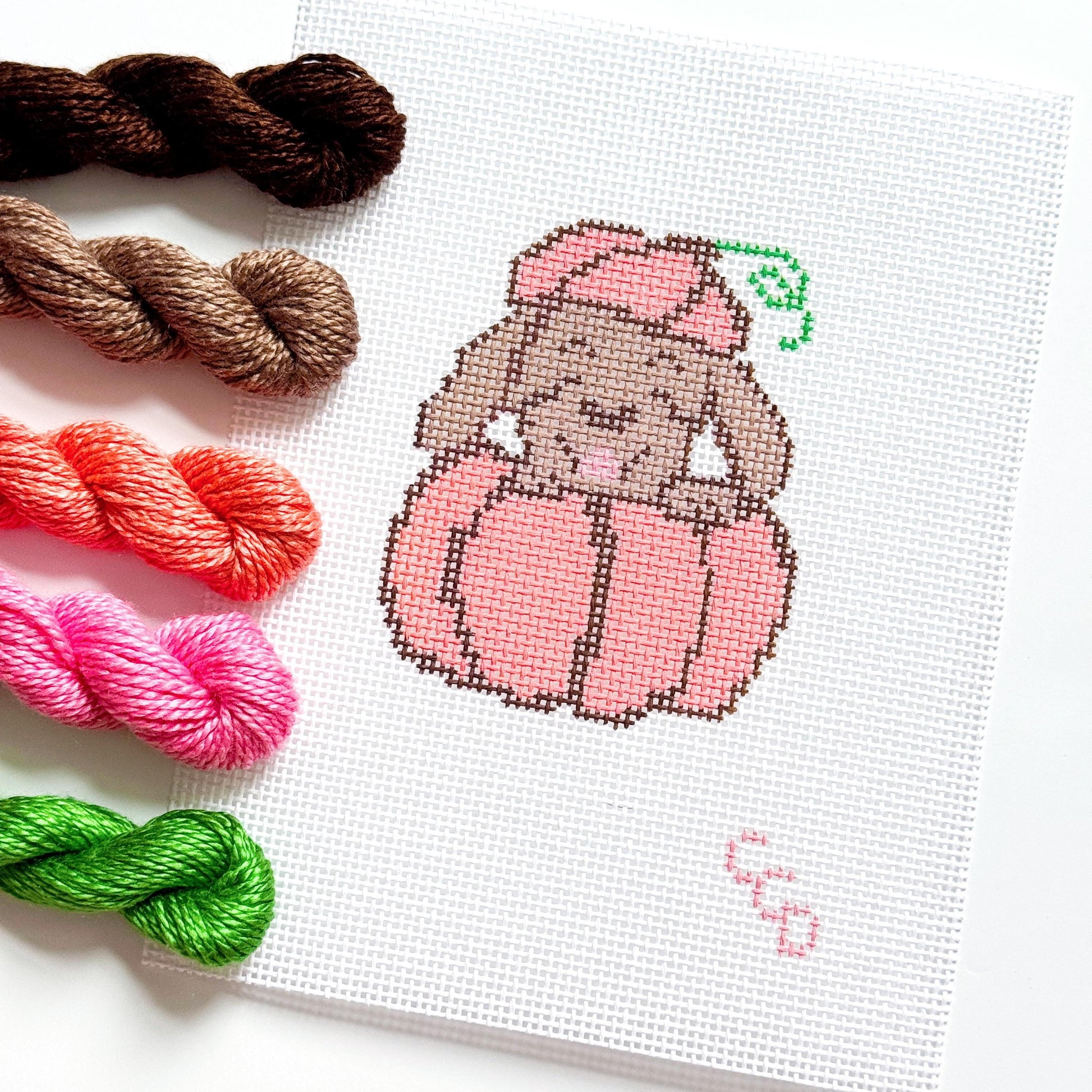 Pumpkin Dog 13 Mesh Needlepoint Canvas, Fall Dog Needlepoint Canvas, Fall Needlepoint Canvas, Autumn Needlepoint