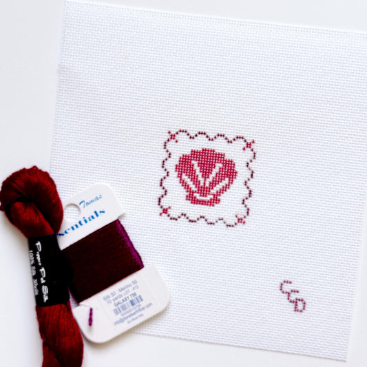 Mini Seashell Stamp Needlepoint Canvas | Hand-Painted 18 Mesh Canvas, Seashell Needlepoint Canvas, Bag Charm Needlepoint Canvas