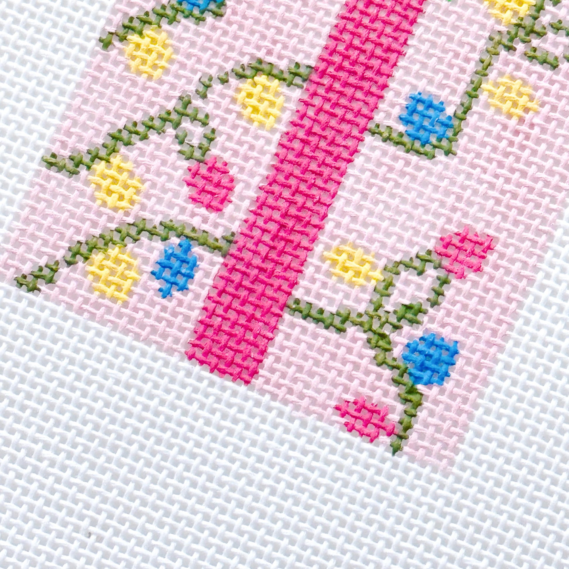 Pink Present Christmas Needlepoint Canvas 18 Mesh 2.5”x5” Design, Bow Christmas Needlepoint Ornament, Modern Needlepoint