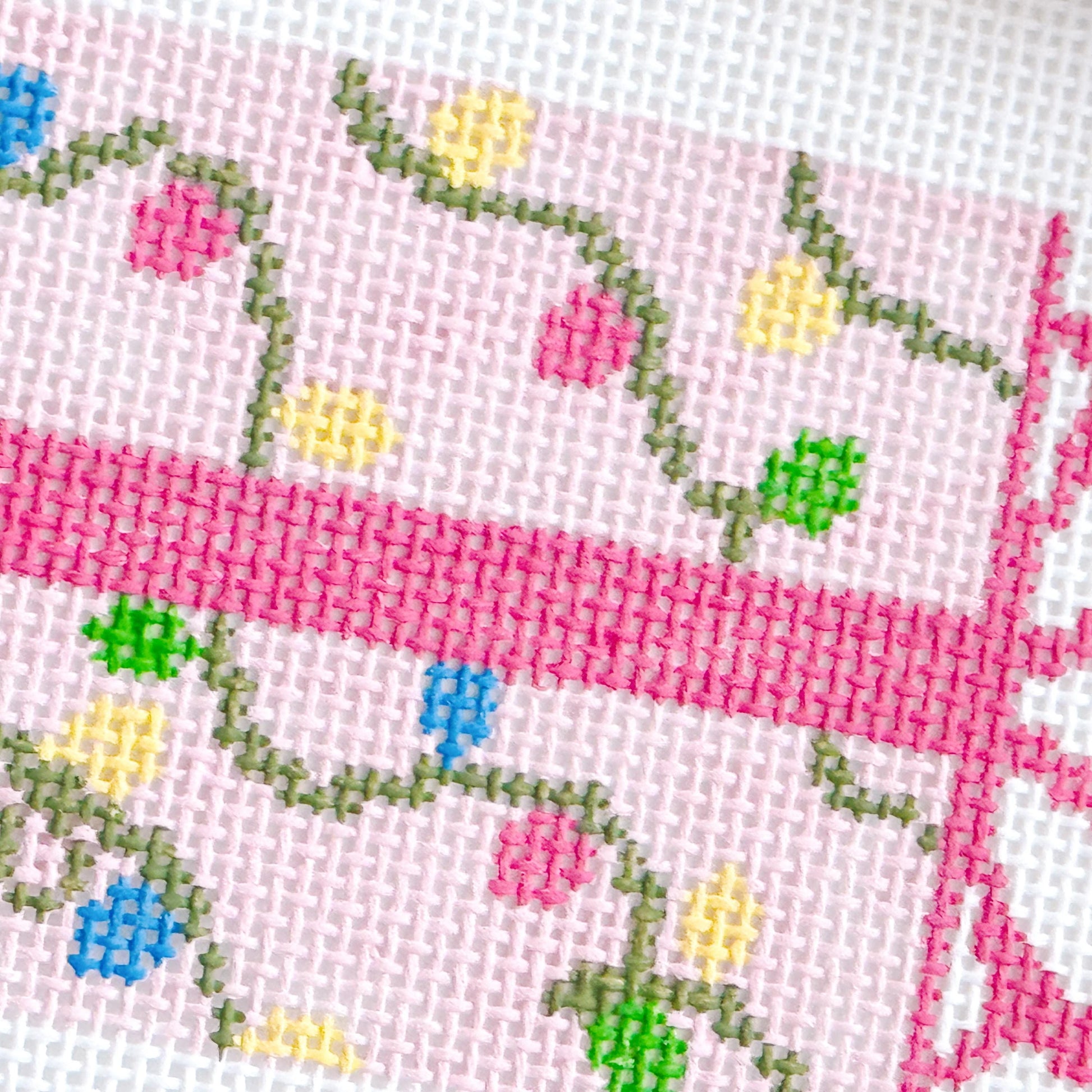 Pink Present Christmas Needlepoint Canvas 18 Mesh 2.5”x5” Design, Bow Christmas Needlepoint Ornament, Modern Needlepoint