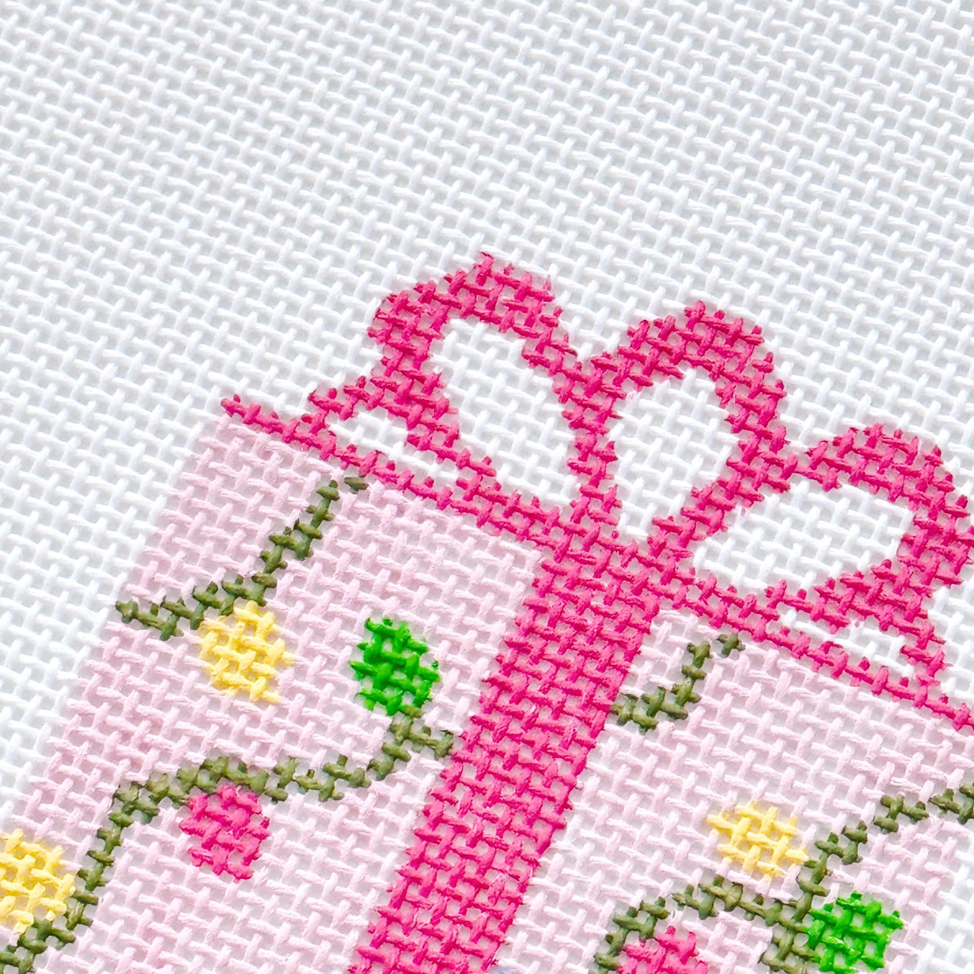Pink Present Christmas Needlepoint Canvas 18 Mesh 2.5”x5” Design, Bow Christmas Needlepoint Ornament, Modern Needlepoint