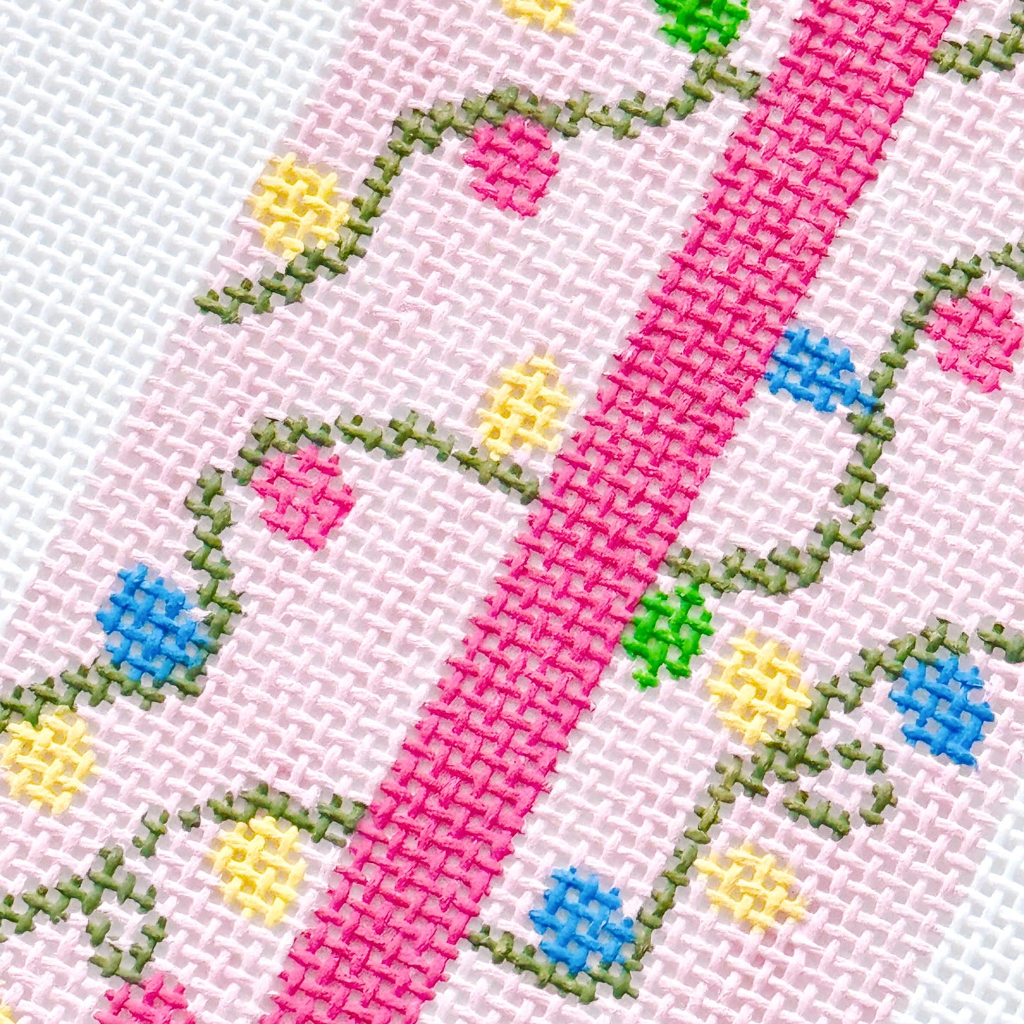 Pink Present Christmas Needlepoint Canvas 18 Mesh 2.5”x5” Design, Bow Christmas Needlepoint Ornament, Modern Needlepoint