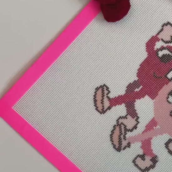Retro Cherry Buddies Needlepoint Canvas Hand Painted, Cherry 18 Mesh 5" Design Needlepoint Canvas, Modern Needlepoint Canvas